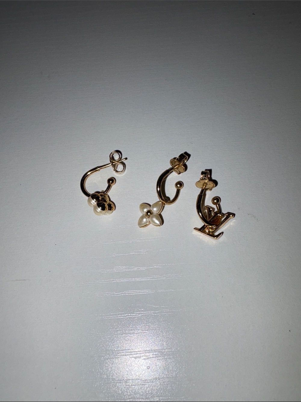 Authentic Louis Vuitton floragram hoop trio